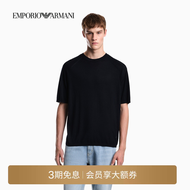 Emporio Armani/Armani's New Autumn and Winter Men's Lyocell and Wool Blended Pullover Knitted Sweater Emporio Armani/Armani's New Autumn and Winter Men's Lyocell and Wool Blended Pullover Knitted Sweater
