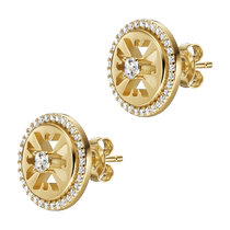 EMPORIO ARMANI Armani Womens Round Sparkling Pavé Classic Eagle Logo Surround Earrings Official