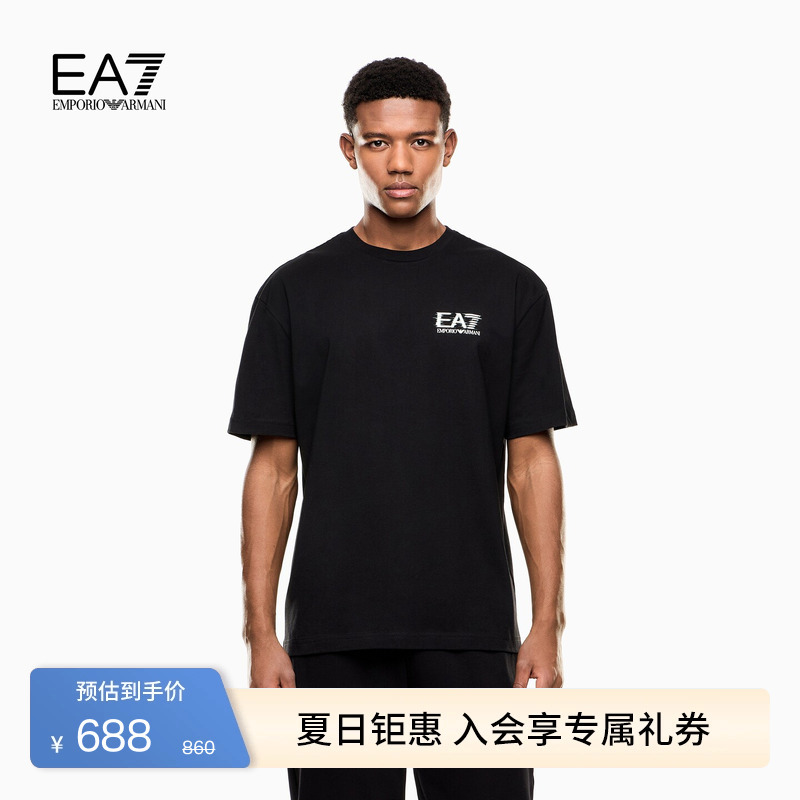 Emporio Armani/Armani Ea7/Spring and Summer New Style Round Neck Short-Sleeved Loose Printed T-Shirt for Men and Women Couples