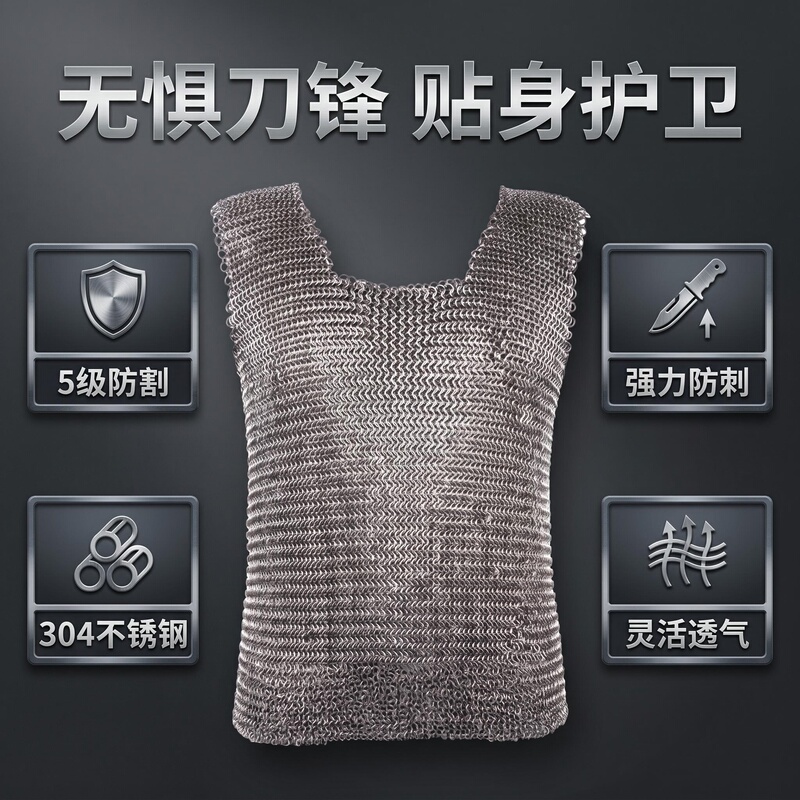 Factory Direct Sales 304 Stainless Steel Weight-Bearing Chainmail Soft Hedgehog Armor Outdoor Protective Chainmail Vest Factory Direct Sales 304 Stainless Steel Weight-Bearing Chainmail Soft Hedgehog Armor Outdoor Protective Chainmail Vest