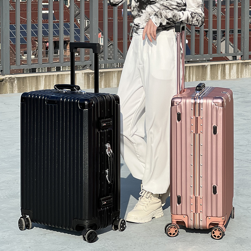 The suitcase woman 20 inch wheel is strong and durable man 24 inch travel password box aluminum frame pull bar boarding leather case