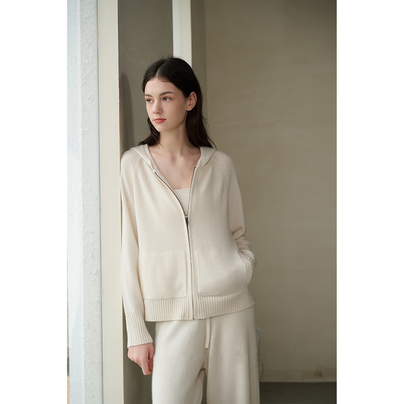 Maison Cecile Classic Three-Color/Two Versions Soft and Cozy Casual Warm Versatile Cashmere Hooded Set
