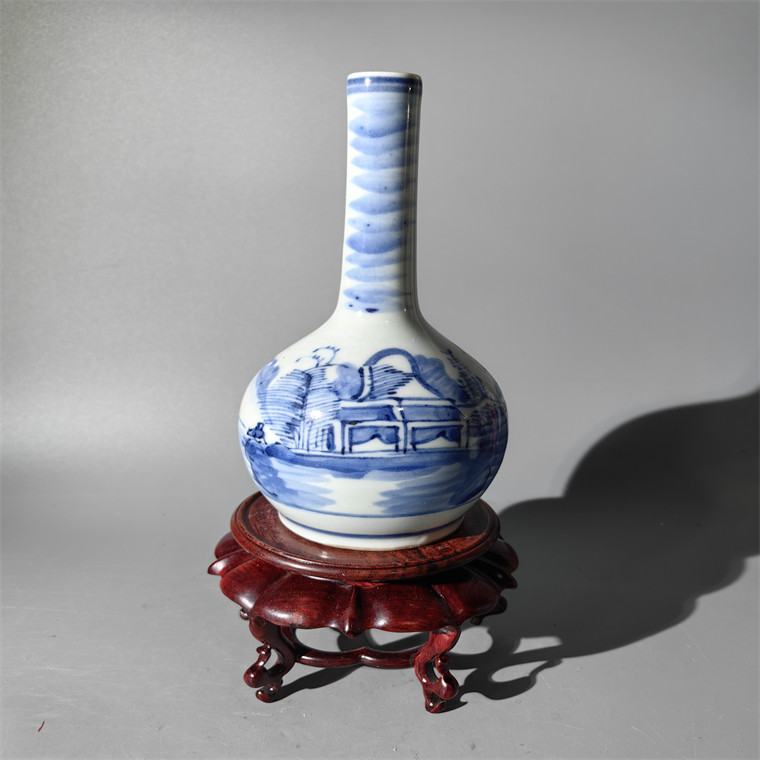 瓢箪型山水花瓶