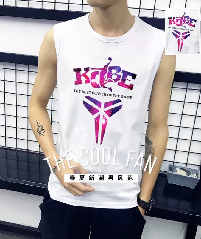Áo thun cotton nam không tay XL áo dài ngang vai mỏng phần thể thao áo bóng rổ XL rộng vai vest thủy triều áo khoác ghi lê nam