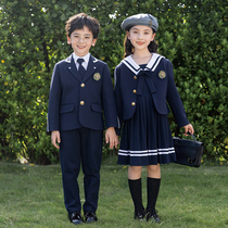 First grade class uniform primary school uniform spring and autumn suit small suit kindergarten garden clothing college English style three-piece set