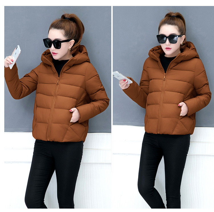 Cotton nhỏ hood Mũ trùm đầu nữ phiên bản ngắn Hàn Quốc 2018 mới nhẹ nhàng xuống bông pad nhíp lông bông hoang áo khoác lông vũ nữ dáng dài