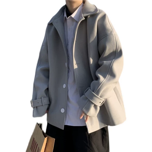 Трендовое шерстяное пальто, мужская куртка для отдыха, в корейском стиле, оверсайз, изысканный стиль