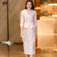 Spring new fake two-piece dress for women, high-end 2024 ladylike style, ແອວ, slimming, slimming, ແອວສູງຂັ້ນຕອນຫນຶ່ງຂັ້ນຕອນ.