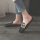 Khóa vuông nửa dép nữ mùa hè 2018 mới giày lười thời trang phiên bản Hàn Quốc hoang dã mang giày nhỏ xã hội dép nữ