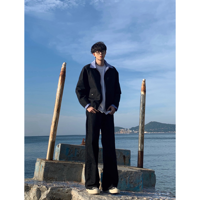 Clear Mist High-Ounce Vintage Straight Loose Cleanfit Washed Versatile A-Line Jeans Raw Denim Jeans