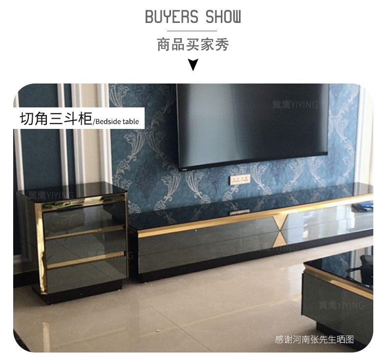 Ánh sáng hậu hiện đại sang trọng ba bốn năm ngăn kéo lưu trữ kính cường lực tủ lưu trữ đơn giản bằng thép không gỉ mạ vàng bên - Buồng tủ nhựa quần áo gia đình