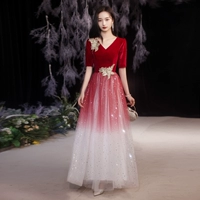 Красное вечернее платье, костюм, длинная юбка, градиент