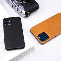 Suitable for Apple 12 phone case iPhone12pro protective cover cowhide leather leather anti-drop INS couple men and women