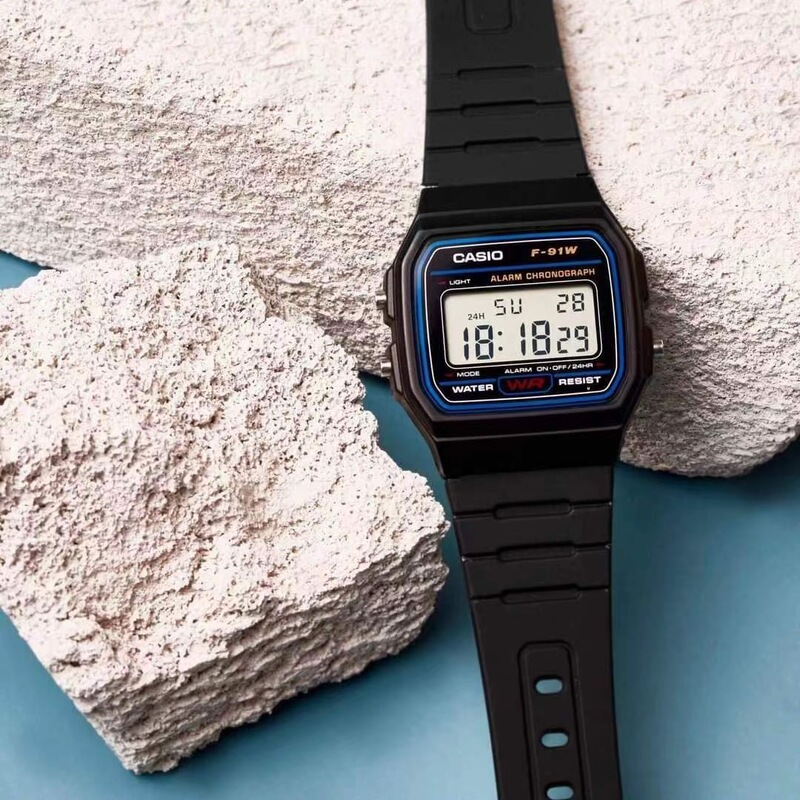 Casio Casio Watch F-91W-1 Small Square Retro Student Waterproof Men's and Women's Digital Watch with Alarm Clock F91W