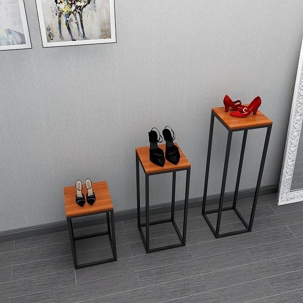 Clothing store window display stand high and low flow table wrought iron middle island stand floor-to-ceiling shoes bag display stand display cabinet