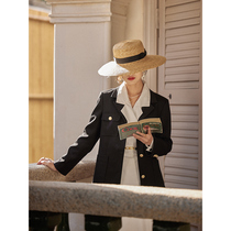 Beautiful emperor French small fragrance black gold buckle spring casual blazer womens short small temperament