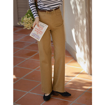 Beautiful emperor yellow high-waisted jeans cotton loose spring new pants womens thin wild straight pants