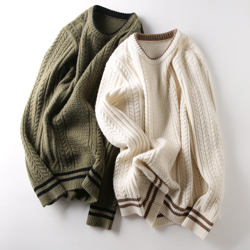 Soft glutinous warm moisturizer not able to wash the ball autumn and winter men's fashion casual round collar needlework sweater jacket