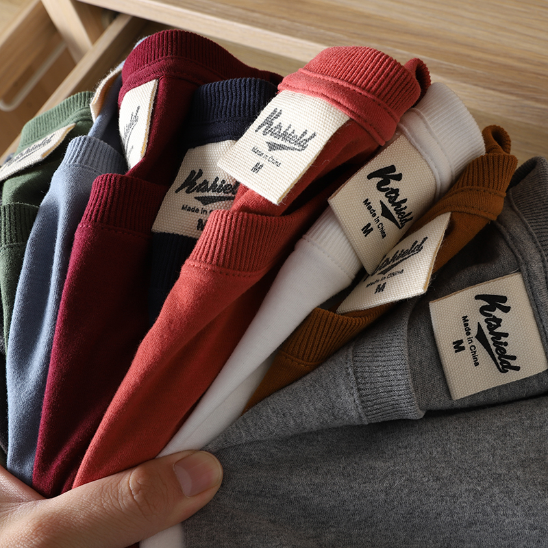 Nine colors pure cotton washed and old British retro simple basic summer men's round neck short-sleeved T-shirt