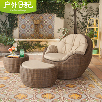 Rattan chair Home Outdoor Leisure Terrace balcony Cane Chair Three Sets Combination Rattan small chair Lazy Chair Sofa