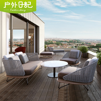 Nordic Outdoor Sofa Balcony Casual Solid Wood Sofa Combo Single Double Trio Sunscreen Waterproof outdoor furniture