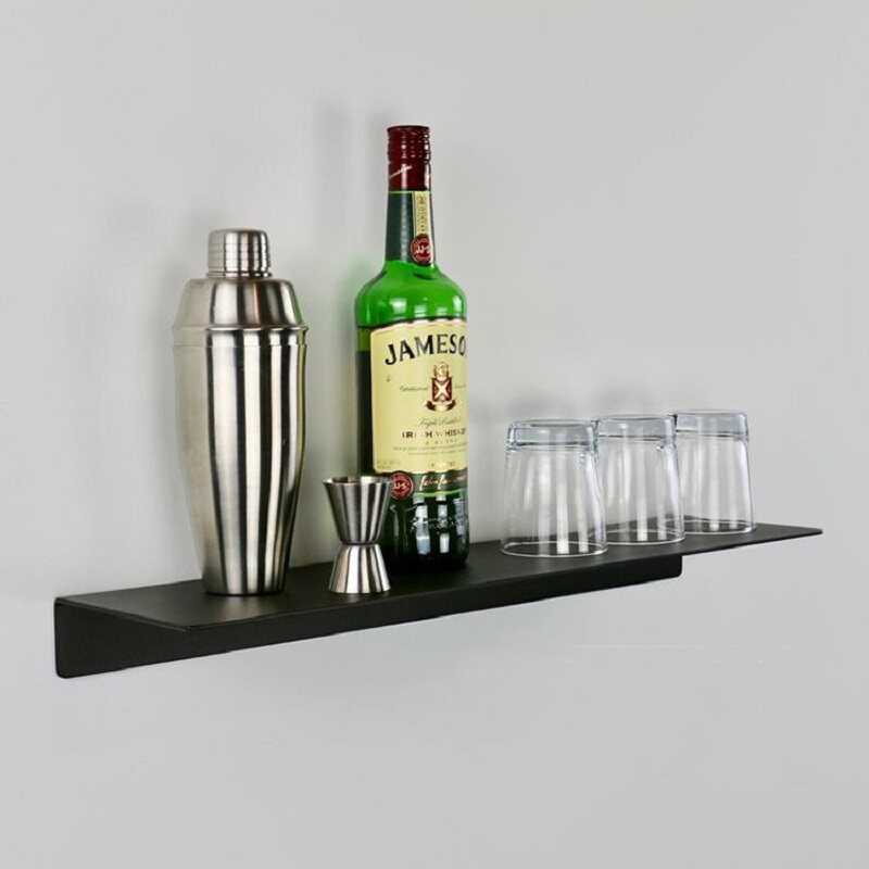 Simple modern one-word partition wall hanging wrought iron shelf wall metal bookshelf living room wall decoration display stand