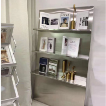 Stainless steel living room bookshelf simple magazine rack floor cosmetics art display rack display rack placement rack