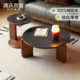 Genji Muyu all solid wood slate coffee table living room medieval round tea table home retro tea table combination round table