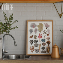 CoolerColour retro animal botanical picture Coral Nordic Medieval Decoration Painting Poster