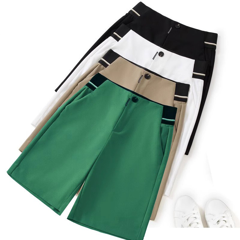 Women's Golf Shorts for Summer, Plus Size, High-Waisted, Straight-Leg, Five-Point Pants, Slimming, Stretchy, Sporty, Casual, Wide-Leg Pants