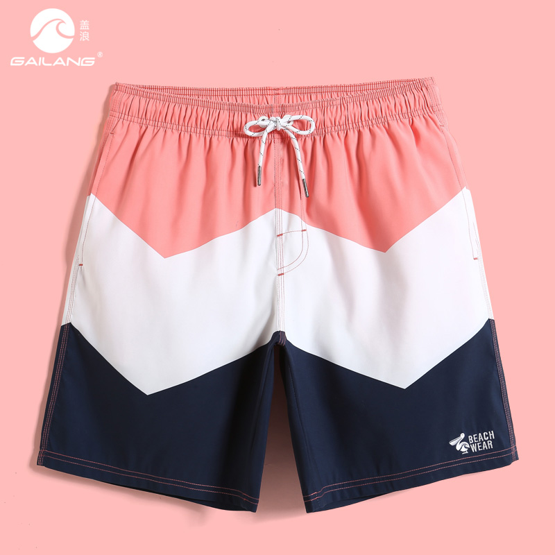 Gina Beach Pants Men's Speed Dry Loose With Downwater Speed Dry Swimming Pants Seaside Resort Trend Stripes Anti-Awkward Swim Trunks