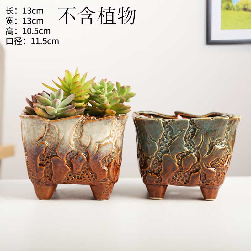 Breathable creative household green plant money plant orchid coarse ceramic flower pot European - style fleshy basin of the old running the super - large special move