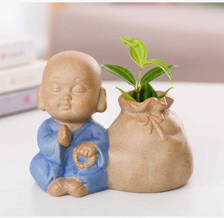Hydroponic copper grass flower POTS zen monk Hydroponic other desktop furnishing articles dried flowers, the young monk goody bag vases, pottery and porcelain