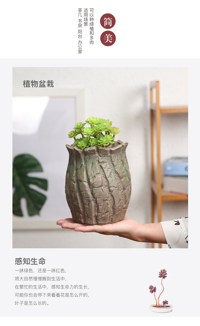 Fleshy green plant ceramic flower pot flower of bracketplant of the orchids is mage old high permeability model of big diameter coarse pottery flowerpot