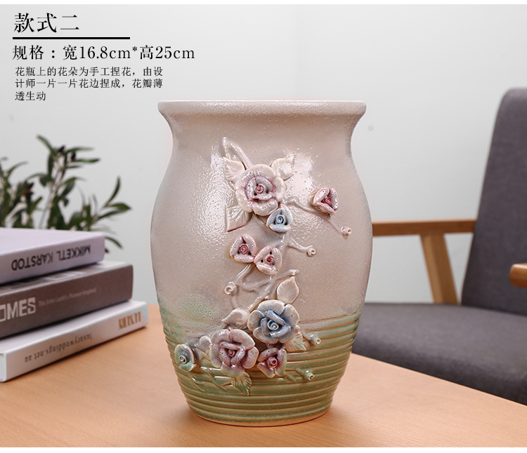 Bình gốm mọng nước thêm phần lớn cọc cũ nhiều bát thịt đơn giản Bình hoa cá tính châu Âu hoa khô chèn gốm - Vase / Bồn hoa & Kệ bình gốm cắm hoa