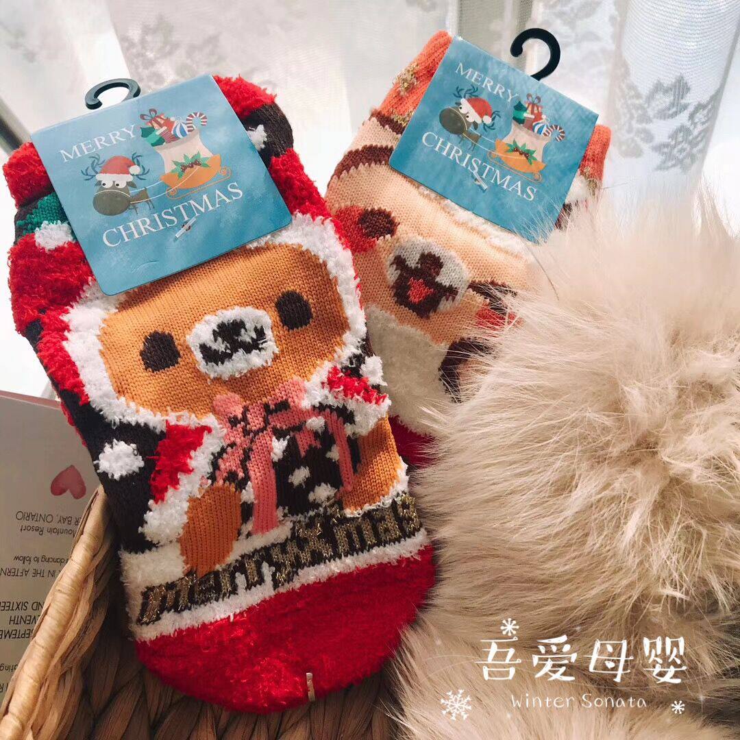 Middle Cylinder Socks Female Autumn Winter Coral Suede Socks Children Cute Thickened Sleeping Socks Half Suede Cartoon Socks Towel Floor Socks