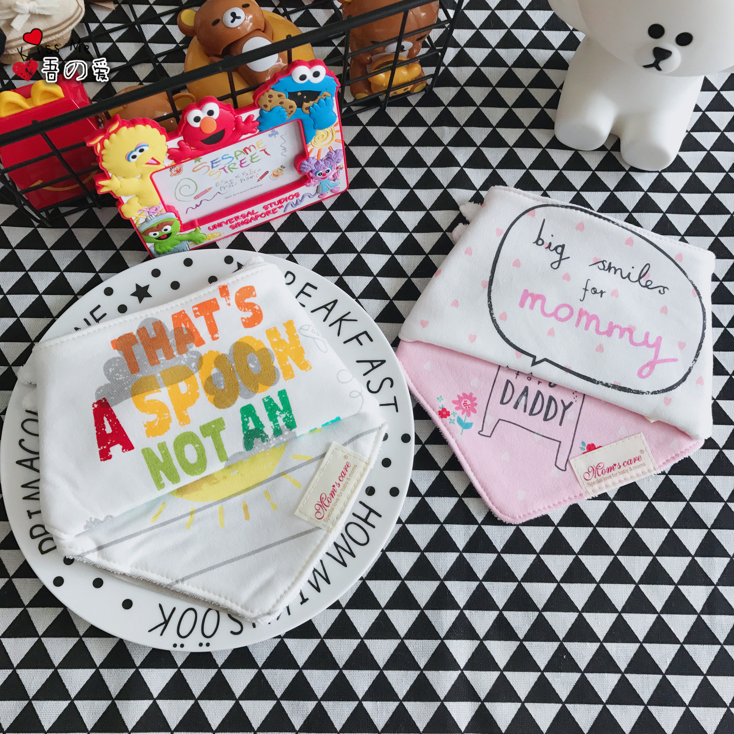 Newborn Triangle Towel Baby Saliva Towel Baby Pure Cotton Double Layer Press-Buttoned Child Headscarf Apron Around the rice towel Two-dress