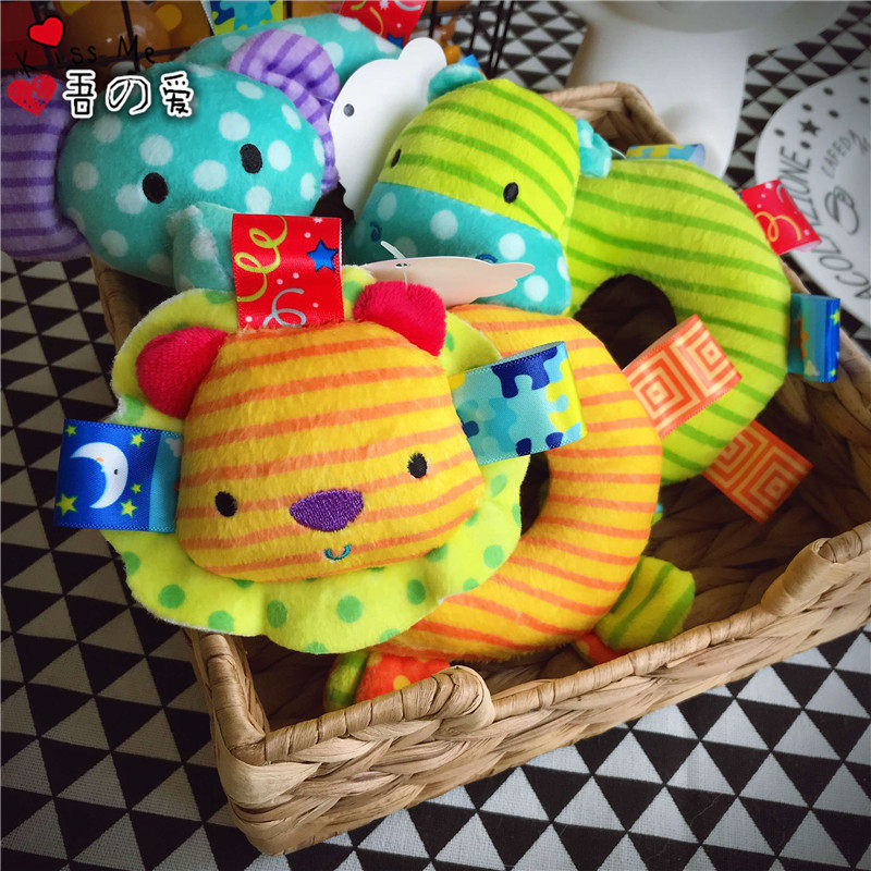 Newborn Hand Rocking Bells Baby Wrist Bell Play Hand Puppet Baby Puzzle Toy Animal Hands Ring Feet Shaking Bell 0-12 Moon