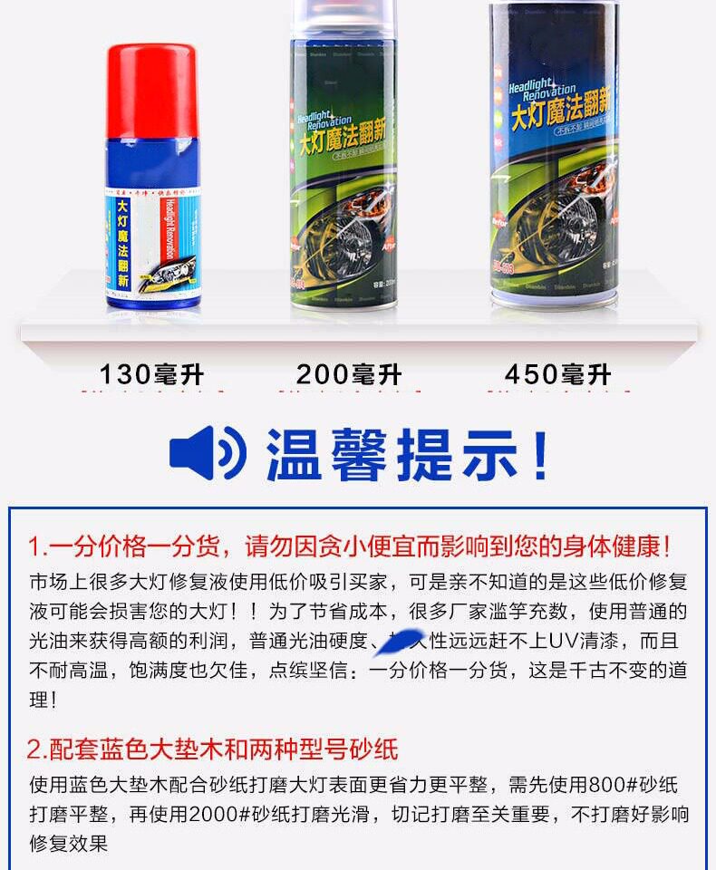 Эмаль для покрытия автомобиля 【不拆卸】汽车大灯修复液蜡车灯翻新镀晶修复划痕氧化抛光镀膜剂 Congregation Sheng