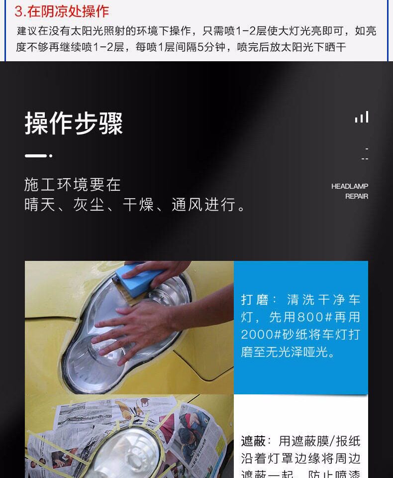 Эмаль для покрытия автомобиля 【不拆卸】汽车大灯修复液蜡车灯翻新镀晶修复划痕氧化抛光镀膜剂 Congregation Sheng