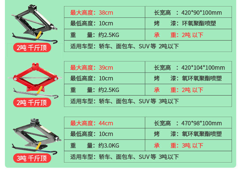 Домкрат 汽车1加长型面包车螺纹修车超薄型五菱宏光s千斤顶通用型轻便换