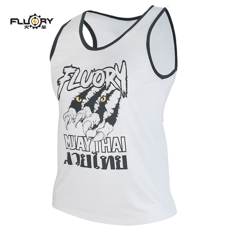 FLUORY Fire Base Muay Thai Training Tuan Vest Clothing Men and Women Sanda Top Fighting T-Shirt Adult Children