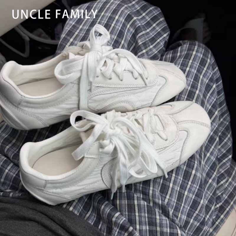 Uncle's Brand Genuine Leather Flat German Training Shoes for Women, 2026 New Autumn and Winter Soft-Soled Forrest Gump Sneakers, Lace-Up White Shoes Uncle's Brand Genuine Leather Flat German Training Shoes for Women, 2026 New Autumn and Winter Soft-Soled Forrest Gump Sneakers, Lace-Up White Shoes
