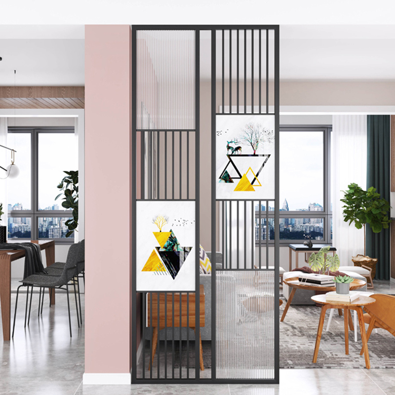 Northern Europe light luxury long Hong glass screen Simply modern living room household introductory door opening gate partition network red decoration