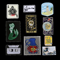 Rectangular badge DIY personality patch clothes pants embroidery decoration patch hole fashion embroidery cloth patch