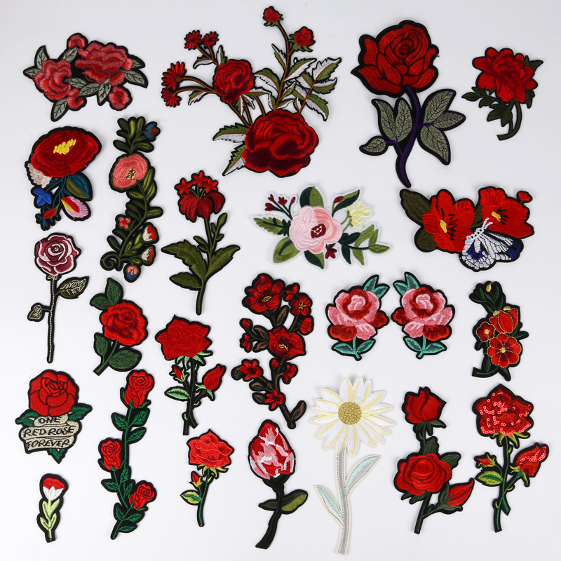 Clothing Pattern Patches, Pants Denim Appliques, Cheongsam Decoration, Hole Repair, T-Shirt Embroidery, Rose Flower Fabric Patches, Patch Stickers Clothing Pattern Patches, Pants Denim Appliques, Cheongsam Decoration, Hole Repair, T-Shirt Embroidery, Rose Flower Fabric Patches, Patch Stickers