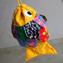 Yunnan ethnic handmade cloth bag Carp crossbody bag Cartoon coin purse Key bag Mobile phone bag Childrens gift
