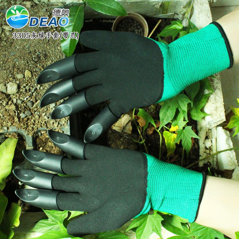 Planting digging labor protection gloves, planting flowers, carrying vegetables, wear-resistant, breathable, loose soil, planing, dipping rubber and claw gloves