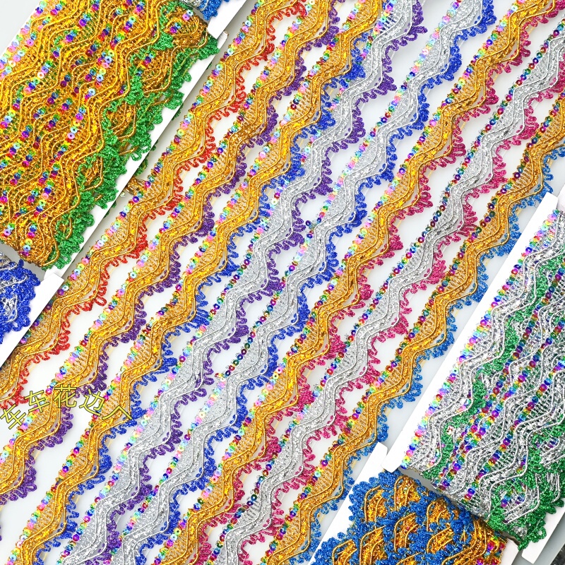 Triangular Sequins, Gold Thread Origami, Colorful Lace, Mid-Autumn Festival Folding Tower, Handmade Truck Top Lace, Buddhist Temple Offering Table Materials