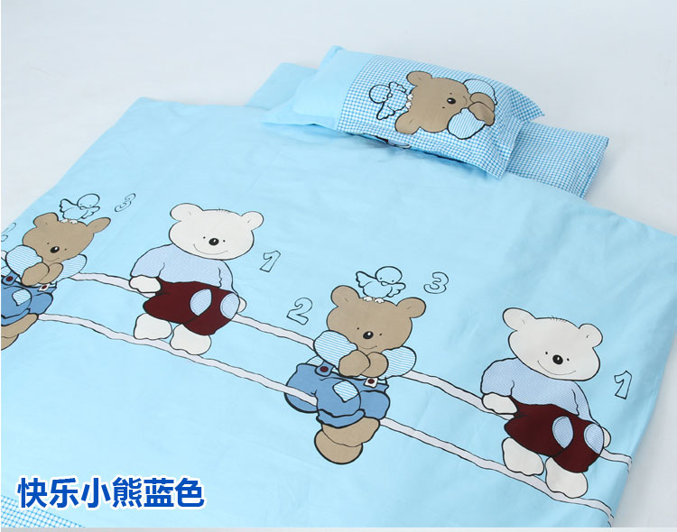 Mẫu giáo chăn ba mảnh cotton trẻ em bộ đồ giường cotton lõi tùy chỉnh phim hoạt hình nap bộ đồ giường gói